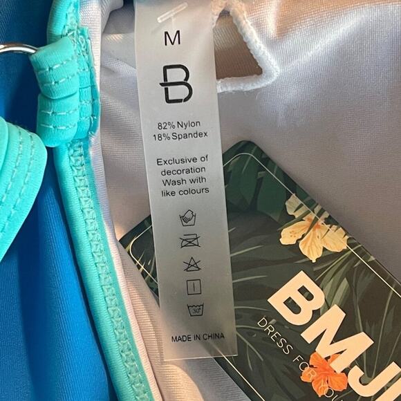 BMJL Women’s Blue High Waist Bikini Set Medium Color Block 2 Piece Swimsuit - Picture 6 of 7